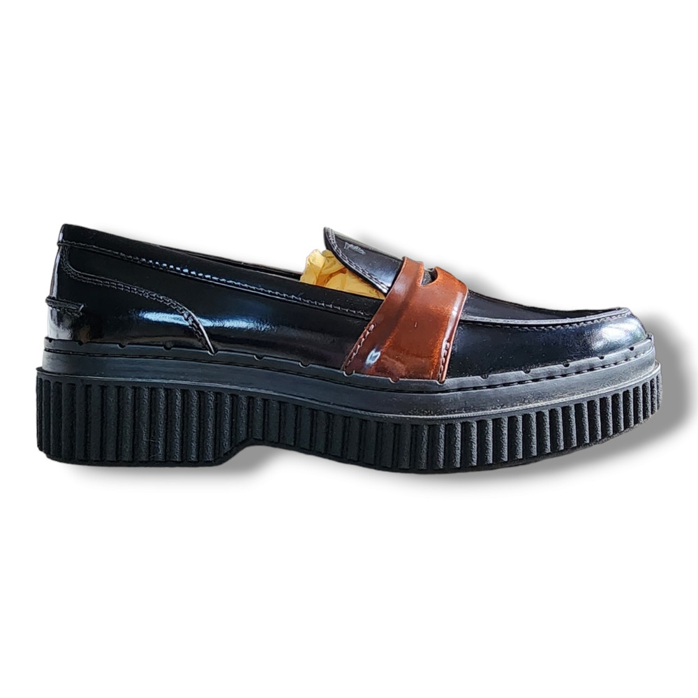 Tod's Black Patent Leather Penny Loafers with Brown Keeper Women’s Size 36 - Picture 8 of 16